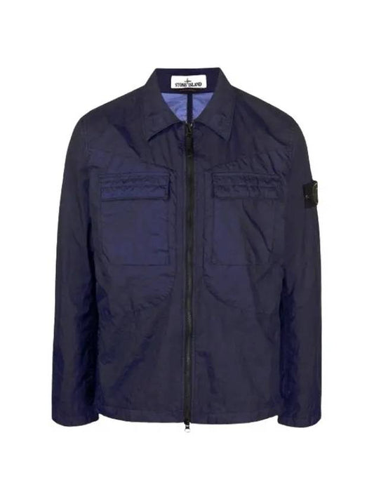 Men's Membrana Wappen Zip-Up Jacket Blue - STONE ISLAND - BALAAN 2