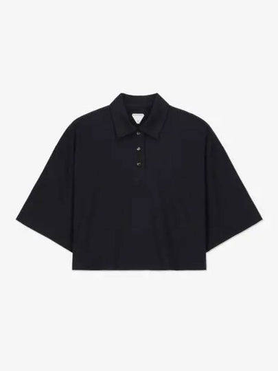 Cropped Short Sleeve Polo Shirt Dark Knight - BOTTEGA VENETA - BALAAN 2