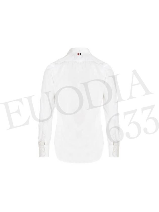 Men's Grosgrain Placket Solid Poplin Long Sleeve Shirt White - THOM BROWNE - BALAAN 3