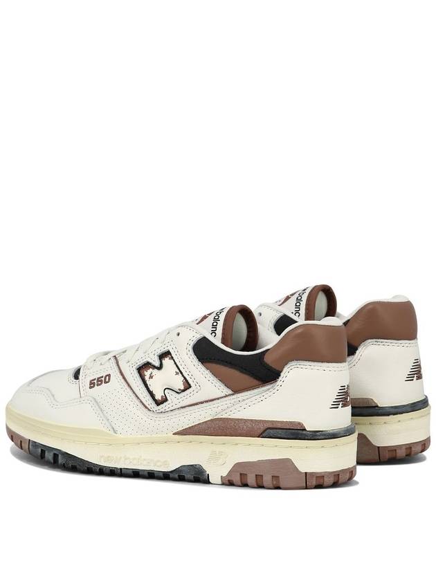 '550' White And Brown Low Top Sneakers With Logo And Contrasting Details In Leather Man - NEW BALANCE - BALAAN 4