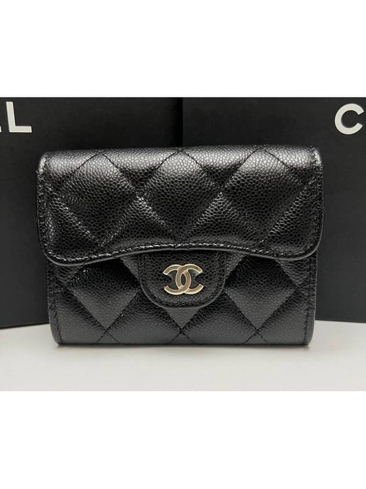 Classic caviar card wallet two pocket black gold AP0220 - CHANEL - BALAAN 1