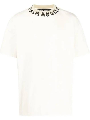 Logo Print Short Sleeve T-Shirt White - PALM ANGELS - BALAAN 1