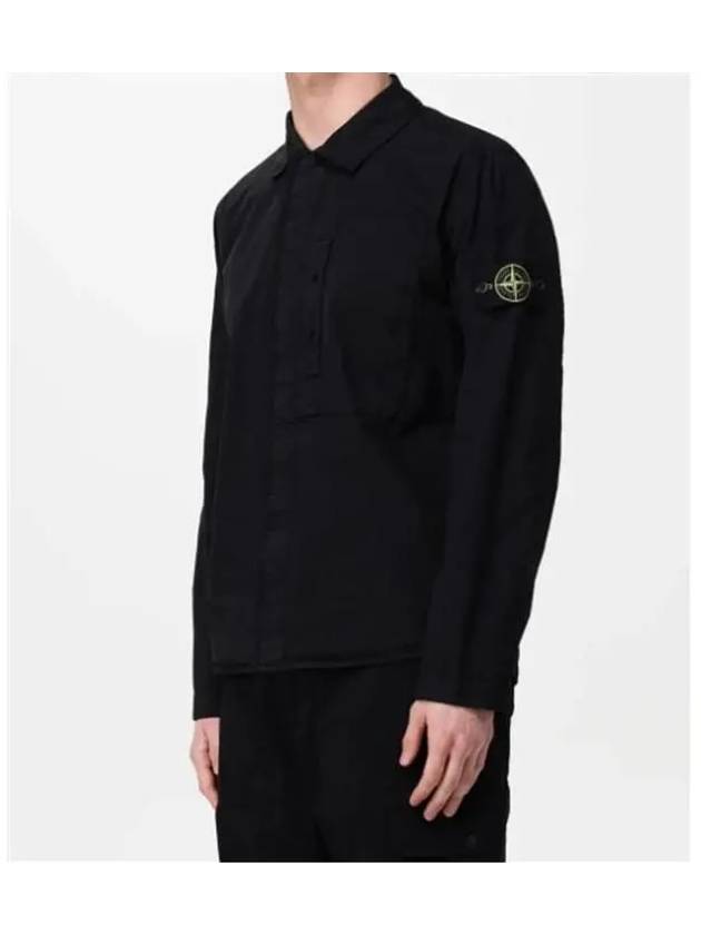 Supima Cotton Twill Over Long Sleeve Shirt Black - STONE ISLAND - BALAAN 5