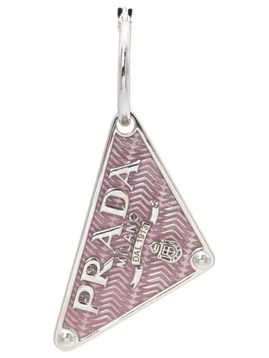 Women's Triangle Logo Earrings Pink - PRADA - BALAAN 1