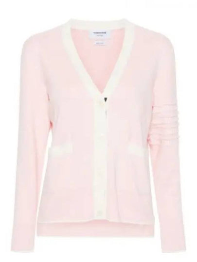 Milano Stitch V Neck Cardigan Pink - THOM BROWNE - BALAAN 2