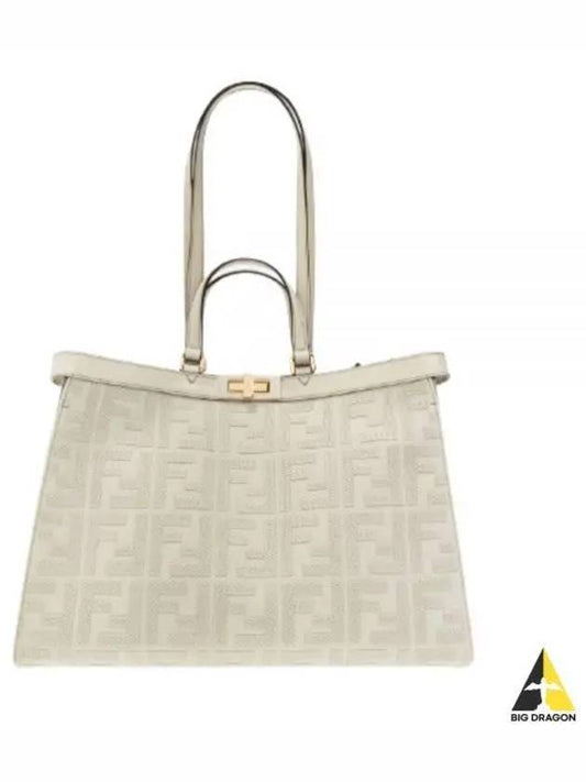 Logo Pattern Medium Canvas Tote Bag Green - FENDI - BALAAN 2