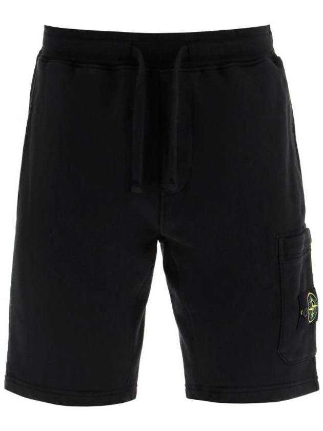 Fleece Bermuda Shorts Black - STONE ISLAND - BALAAN 2