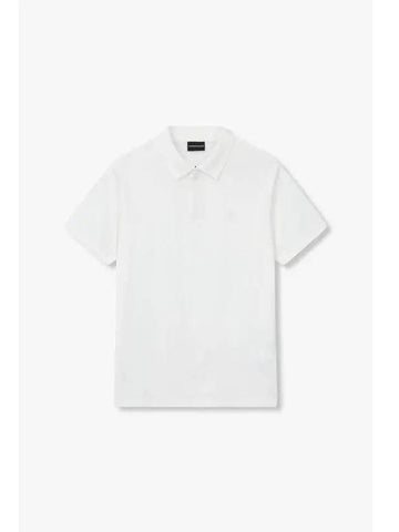 Men s Hidden Zip Up Pique Polo Shirt Off White - EMPORIO ARMANI - BALAAN 1