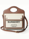 Mini Two-Tone Canvas And Leather Pocket Bag Natural Malt Brown - BURBERRY - BALAAN 3