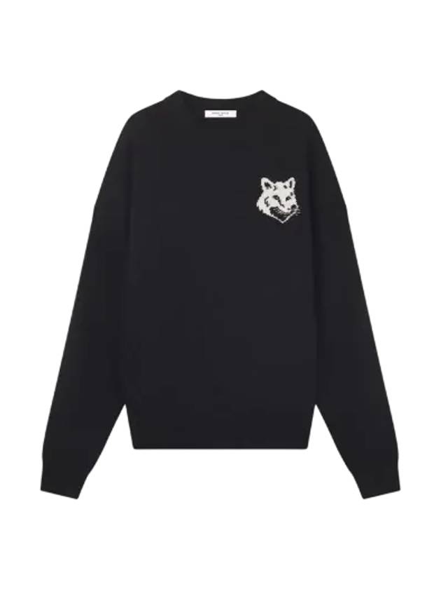 Intarsia Fox Head Comfort Knit Top Black - MAISON KITSUNE - BALAAN 2