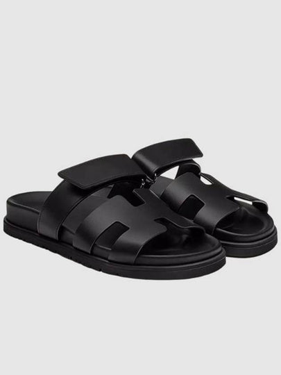 Chypre Calfskin Sandals Black - HERMES - BALAAN 2