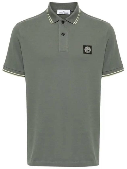 Stretch Cotton Pique Short Sleeve Polo Shirt Dark Green - STONE ISLAND - BALAAN 2