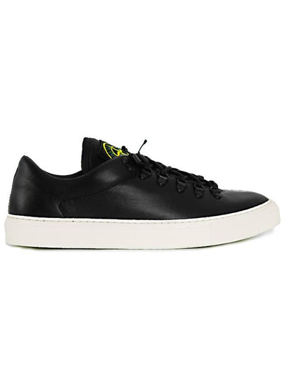 S0101 Logo Lace-Up Leather Low Top Sneakers Black - STONE ISLAND - BALAAN 2