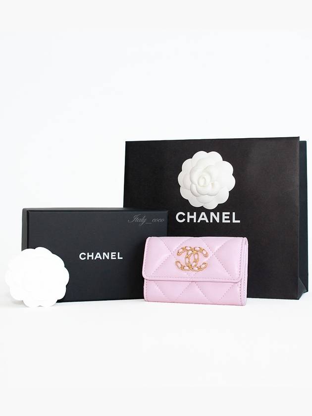 19 Nineteen Card Wallet Lambskin Pink Gold Plated AP1790 B04852 NW780 - CHANEL - BALAAN 1