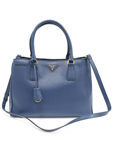 1BA874 Blue Saffiano Lux Gold Triangle Logo 2WAY - PRADA - BALAAN 1