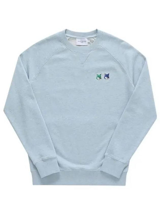 Double Monochrome Fox Head Patch Classic Sweatshirt Light Blue - MAISON KITSUNE - BALAAN 2