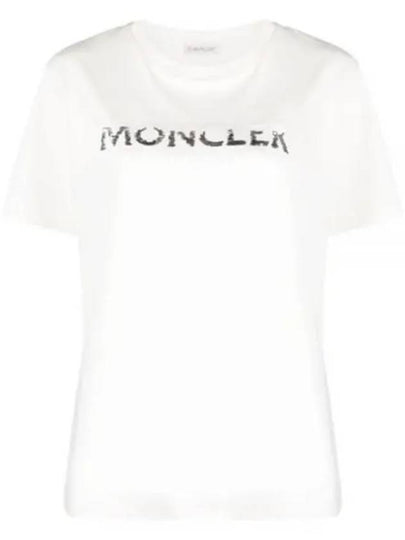 Logo Sequin Cotton Short Sleeve T-Shirt White - MONCLER - BALAAN 2