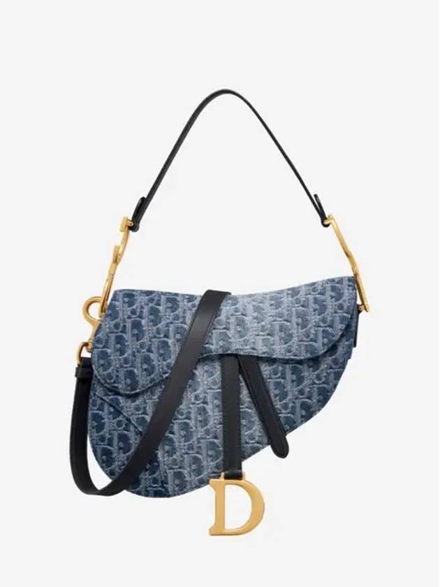 Saddle Strap Denim Oblique Jacquard Shoulder Bag Blue - DIOR - BALAAN 2