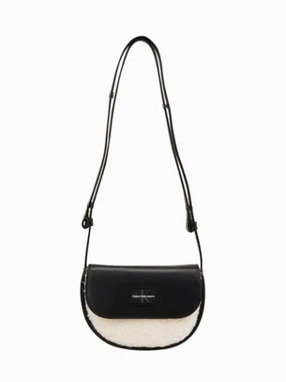 Jeans Sherpa Saddle Shoulder Bag Black White - CALVIN KLEIN - BALAAN 2