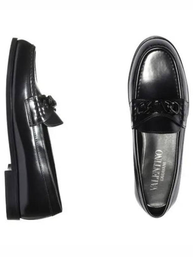 V logo chain leather loafers - VALENTINO - BALAAN 1