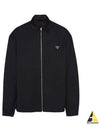 Triangle Logo Wool Shirt Zip Up Jacket Black - PRADA - BALAAN 2