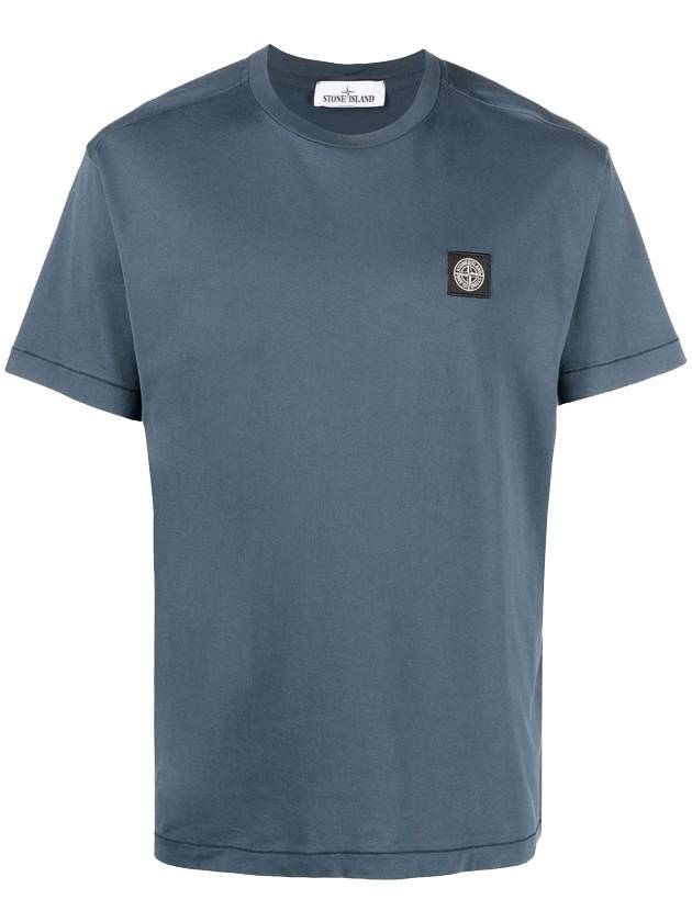 Logo Patch Short Sleeve T-Shirt Avio Blue - STONE ISLAND - BALAAN 1