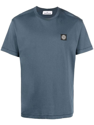 Logo Patch Short Sleeve T-Shirt Avio Blue - STONE ISLAND - BALAAN 1