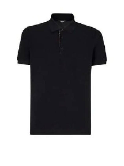 Piqué Polo Shirt Black - FENDI - BALAAN 2