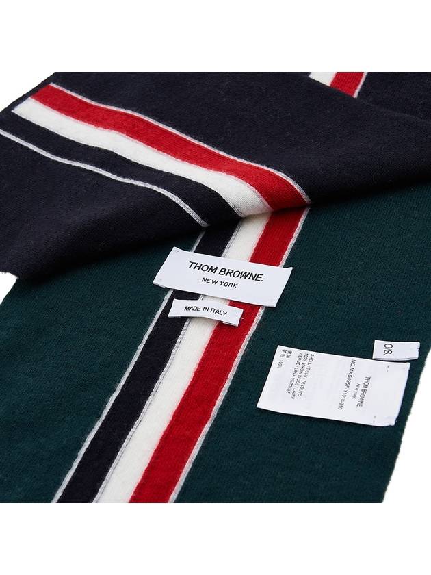 Tri-color Detail Virgin Wool Knit Scarf - THOM BROWNE - BALAAN 9