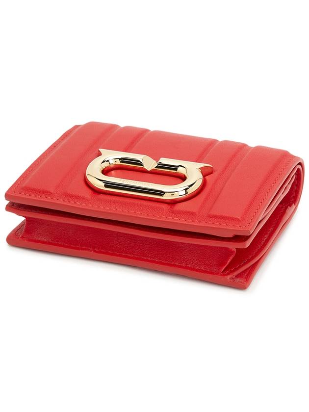 New Gancini Leather Half Wallet Red - SALVATORE FERRAGAMO - BALAAN 4