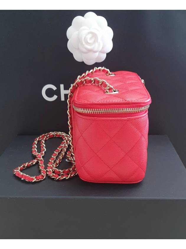 Caviar Vanity Bag Rectangular Chain Cosmetic Case Red Cross AP1341 Mini - CHANEL - BALAAN 7