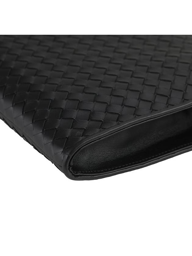 Intrecciato Weaving Zipper Clutch Bag Black - BOTTEGA VENETA - BALAAN 4