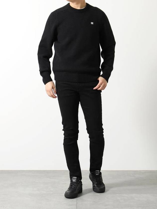 Men's Triomphe Crew Neck Cashmere Wool Knit Top Black - CELINE - BALAAN 4