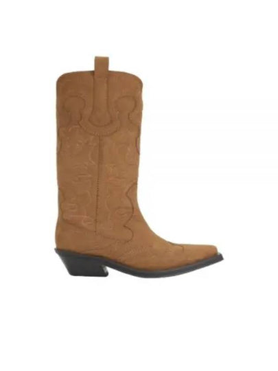 Shaft Embroidered Mid Boots Brown - GANNI - BALAAN 2