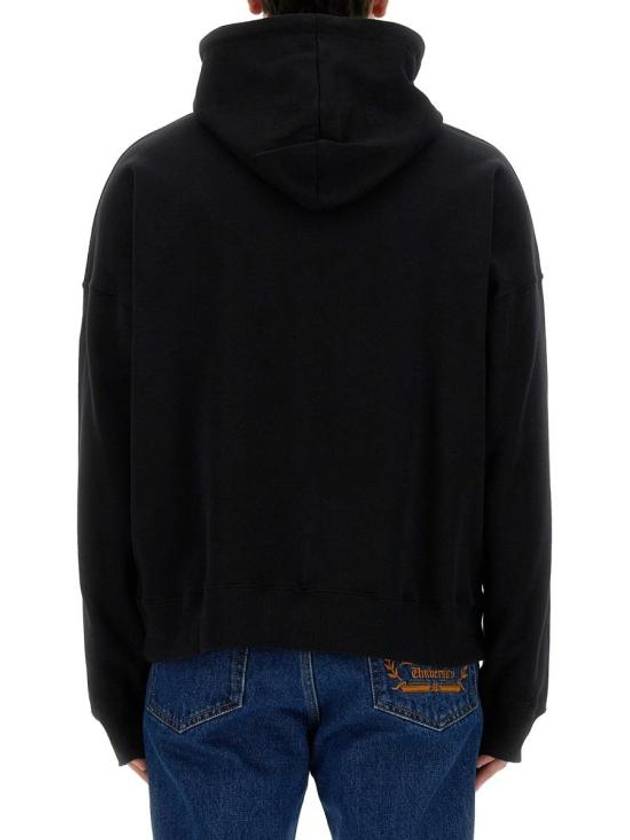 Brushed Logo Cotton Hoodie Black - MSGM - BALAAN 4