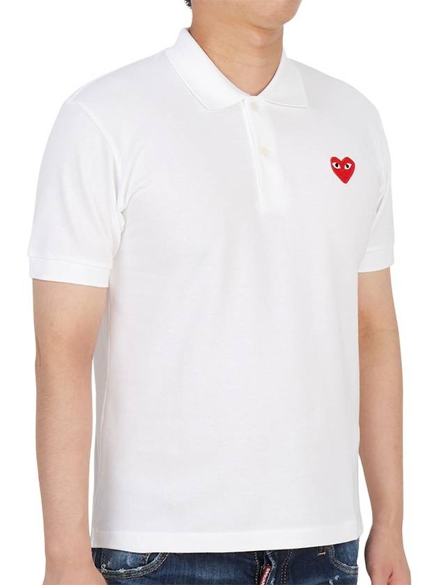 Red Heart Wappen Polo Shirt P1 T006 5 White - COMME DES GARCONS - BALAAN.