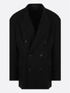 Cinched Double Breasted Wool Jacket Black - BALENCIAGA - BALAAN 3