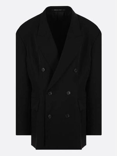 Cinched Double Breasted Wool Jacket Black - BALENCIAGA - BALAAN 2