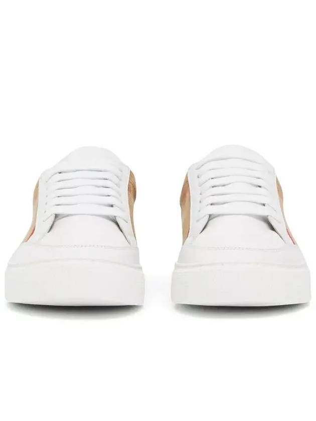 Women's House Check Leather Low Top Sneakers White - BURBERRY - BALAAN 4