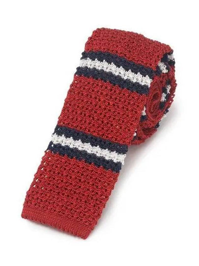 Striped Knit Silk Tie Red - POLO RALPH LAUREN - BALAAN 2