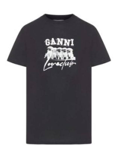 Thin Jersey Puppy Love Relaxed Short Sleeve T-Shirt Black - GANNI - BALAAN 2