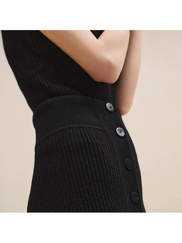 Buttoned Button Women Skirt Cashmere Knit Noir H4H2329D40236 - HERMES - BALAAN 3