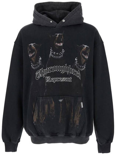 Black Hoodie With Fixed Hood And Maxi Print On The Front In Cotton Man - REPRESENT - BALAAN 1