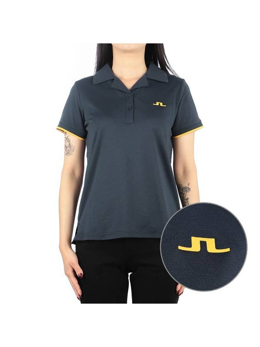 Women's Solange Short Sleeve Polo Shirt Navy - J.LINDEBERG - BALAAN 1