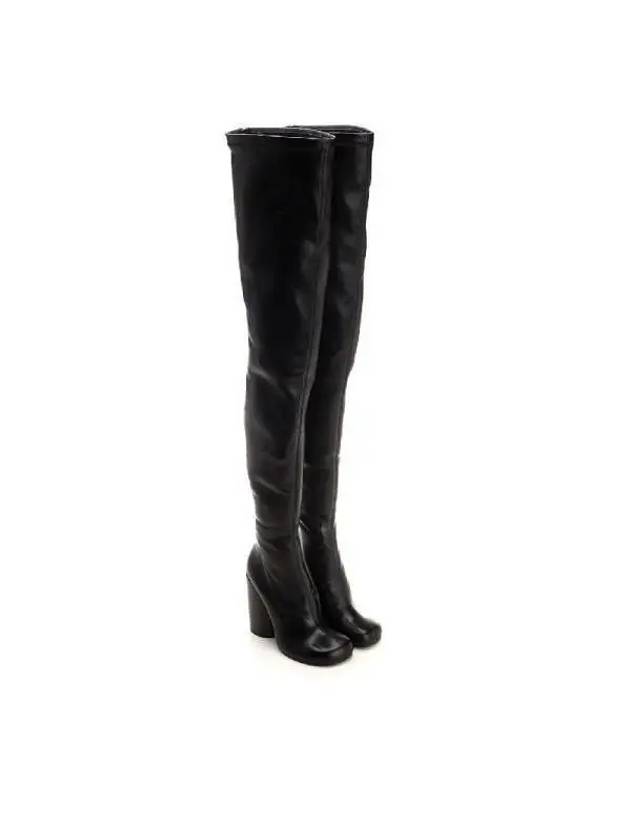 Leather Over The Knee Socks Long Boots Black - BURBERRY - BALAAN 3