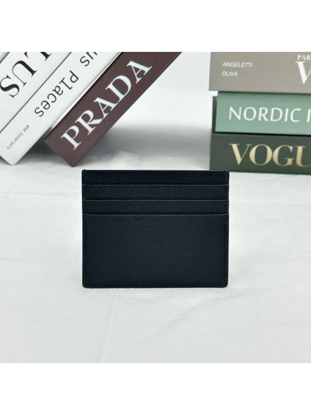 Saffiano Leather Triangle Logo Card Wallet Black Gold - PRADA - BALAAN 4