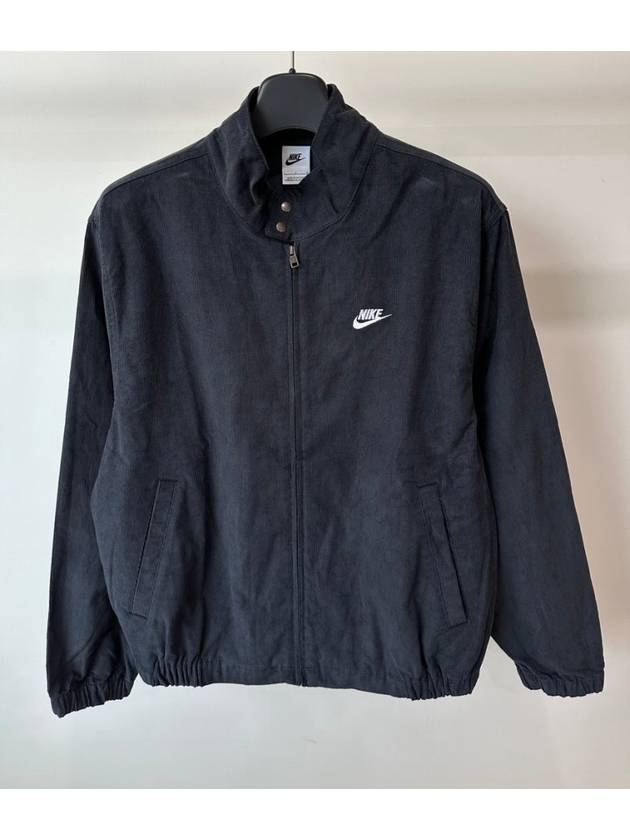 NSW Club Corduroy Harrington Zip Up Jacket Black - NIKE - BALAAN 2