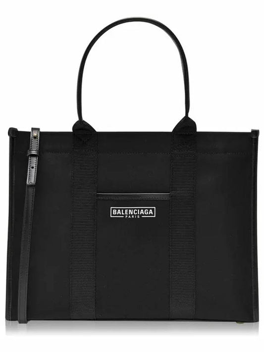 Logo Print Canvas Shopper Tote Bag Black - BALENCIAGA - BALAAN 1