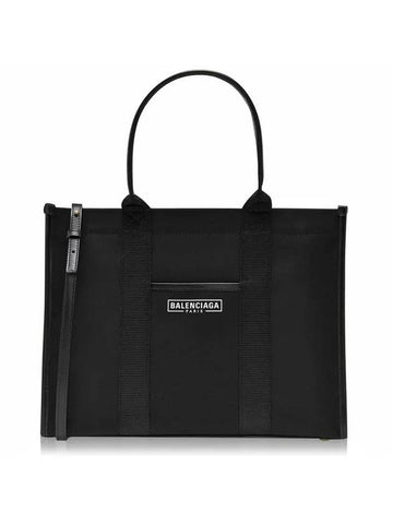 Logo Print Canvas Shopper Tote Bag Black - BALENCIAGA - BALAAN 1