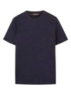 Crew Neck Linen Short Sleeve T-shirt Blue - LORO PIANA - BALAAN 2